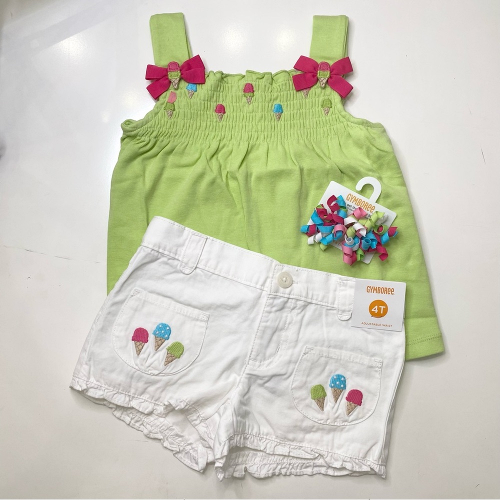 NWT Girls Gymboree Sz 4T 4 Shorts Tank Top 2pc Shirt  Summer Bundle New